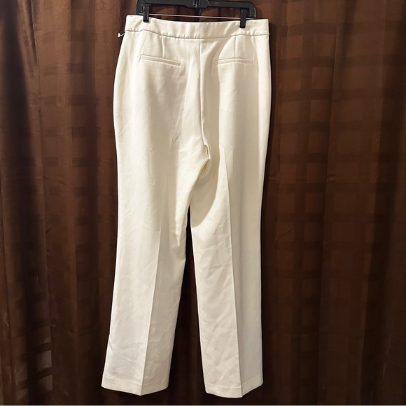 NWT Pearl By Lela Rose Women’s Cream Wide Leg Pants with Contrast Zipper Pleat - Picture 6 of 8